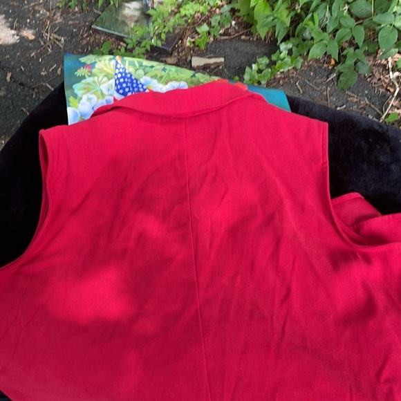 Sag Harbor Red Long Sleeveless V-Neck Dress Collar Plus 14 - Picture 13 of 14